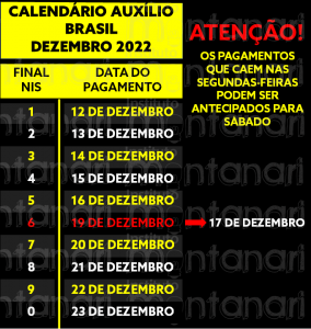 CALENDÁRIO AUXÍLIO BRASIL DEZEMBRO 2022 - site