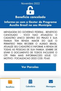 auxílio brasil cancelado por renda